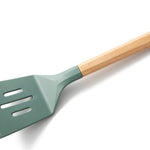 Falez Silicone Turner With Wood Handle Green Color