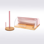Pink Bread Box With a Paper Towel Holder