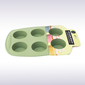 Falez Silicone 6 Cup Round Shape Muffin Mould Light Green Color