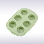 Falez Silicone 6 Cup Round Shape Muffin Mould Light Green Color